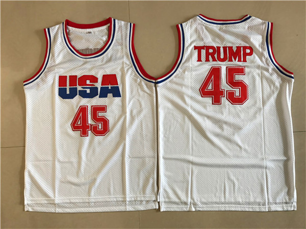 2017 USA 45 Trump White College Basketball Authentic Jersey
